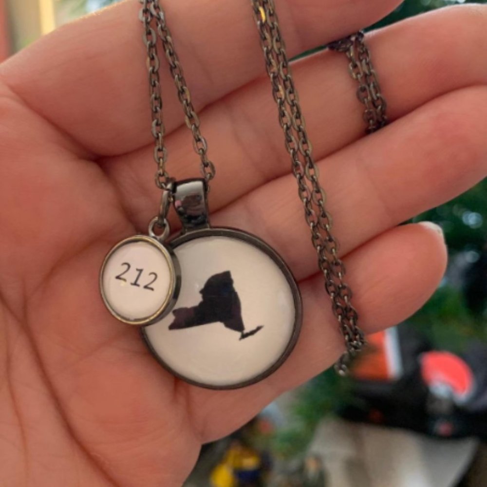 New York Necklace With  Area Code 212 Charm